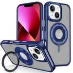 For iPhone 13 Skin Feel Matte 360 Degree Rotating Silicone Ring Holder Phone Case(Royal Blue)