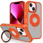 For iPhone 13 Skin Feel Matte 360 Degree Rotating Silicone Ring Holder Phone Case(Orange)