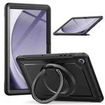 For Samsung Galaxy Tab A9+ Honeycomb Hybrid Tablet Case with Handle Holder & Strap(Black)