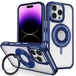 For iPhone 14 Pro Skin Feel Transparent 360 Degree Rotating Silicone Ring Holder Phone Case(Royal Blue)