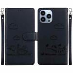 For iPhone 13 Pro Cute Cats RFID Leather Phone Case(Black)