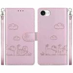 For iPhone SE 2024 Cute Cats RFID Leather Phone Case(Rose Gold)