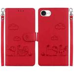 For iPhone SE 2024 Cute Cats RFID Leather Phone Case(Red)