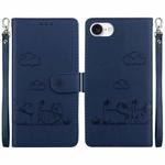 For iPhone SE 2024 Cute Cats RFID Leather Phone Case(Blue)