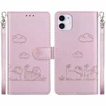 For iPhone 11 Cute Cats RFID Leather Phone Case(Rose Gold)