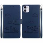 For iPhone 11 Cute Cats RFID Leather Phone Case(Blue)
