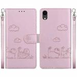 For iPhone XR Cute Cats RFID Leather Phone Case(Rose Gold)