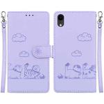 For iPhone XR Cute Cats RFID Leather Phone Case(Purple)