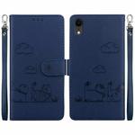 For iPhone XR Cute Cats RFID Leather Phone Case(Blue)