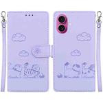 For iPhone 17 Cute Cats RFID Leather Phone Case(Purple)