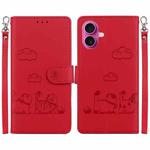 For iPhone 17 Cute Cats RFID Leather Phone Case(Red)