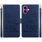 For iPhone 17 Cute Cats RFID Leather Phone Case(Blue)