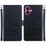 For iPhone 17 Cute Cats RFID Leather Phone Case(Black)