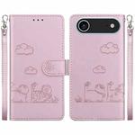 For iPhone 17 Air Cute Cats RFID Leather Phone Case(Rose Gold)