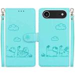 For iPhone 17 Air Cute Cats RFID Leather Phone Case(Green)