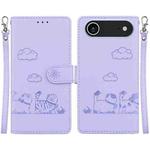 For iPhone 17 Air Cute Cats RFID Leather Phone Case(Purple)
