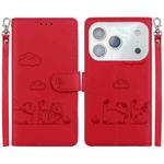 For iPhone 17 Pro Max Cute Cats RFID Leather Phone Case(Red)