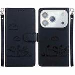 For iPhone 17 Pro Max Cute Cats RFID Leather Phone Case(Black)