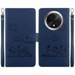 For OPPO A3 Pro 5G Global Cute Cats RFID Leather Phone Case(Blue)