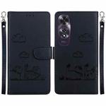 For OPPO A60 4G Cute Cats RFID Leather Phone Case(Black)