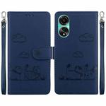 For OPPO A78 4G Cute Cats RFID Leather Phone Case(Blue)