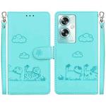 For OPPO A79 5G Global Cute Cats RFID Leather Phone Case(Green)