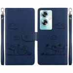 For OPPO A79 5G Global Cute Cats RFID Leather Phone Case(Blue)