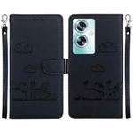 For OPPO A79 5G Global Cute Cats RFID Leather Phone Case(Black)