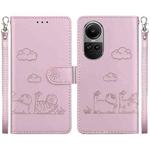 For OPPO Reno10 5G Cute Cats RFID Leather Phone Case(Rose Gold)