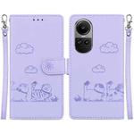 For OPPO Reno10 5G Cute Cats RFID Leather Phone Case(Purple)