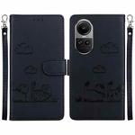 For OPPO Reno10 5G Cute Cats RFID Leather Phone Case(Black)