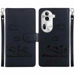 For OPPO Reno11 Pro 5G Global Cute Cats RFID Leather Phone Case(Black)