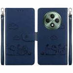 For OPPO Reno12 F 5G Cute Cats RFID Leather Phone Case(Blue)