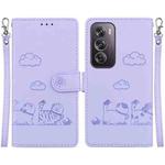 For OPPO Reno12 Pro 5G Global Cute Cats RFID Leather Phone Case(Purple)
