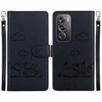 For OPPO Reno12 Pro 5G Global Cute Cats RFID Leather Phone Case(Black)