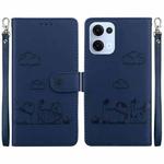 For OPPO Reno13 Global Cute Cats RFID Leather Phone Case(Blue)