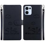 For OPPO Reno13 Global Cute Cats RFID Leather Phone Case(Black)