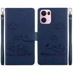 For OPPO Reno13 Pro Global Cute Cats RFID Leather Phone Case(Blue)