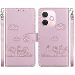 For OPPO A5 Pro 5G Cute Cats RFID Leather Phone Case(Rose Gold)