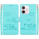 For OPPO A5 Pro 5G Cute Cats RFID Leather Phone Case(Green)