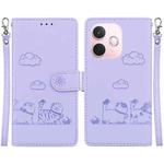 For OPPO A5 Pro 5G Cute Cats RFID Leather Phone Case(Purple)