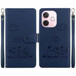 For OPPO A5 Pro 5G Cute Cats RFID Leather Phone Case(Blue)