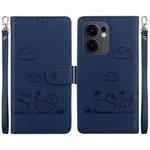 For OPPO Reno13 F 4G / 5G Cute Cats RFID Leather Phone Case(Blue)