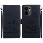 For OPPO Reno13 F 4G / 5G Cute Cats RFID Leather Phone Case(Black)