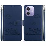 For OPPO A5x 5G / A3 4G / 5G / A3x 4G / 5G Cute Cats RFID Leather Phone Case(Blue)