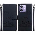 For OPPO A5x 5G / A3 4G / 5G / A3x 4G / 5G Cute Cats RFID Leather Phone Case(Black)