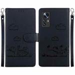 For Xiaomi 12 / 12X Cute Cats RFID Leather Phone Case(Black)