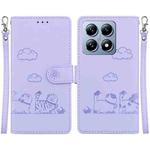 For Xiaomi 14T Cute Cats RFID Leather Phone Case(Purple)