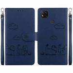 For Xiaomi Poco C31 Cute Cats RFID Leather Phone Case(Blue)