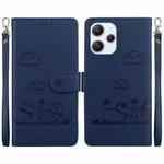 For Xiaomi Poco M6 Pro 5G Cute Cats RFID Leather Phone Case(Blue)